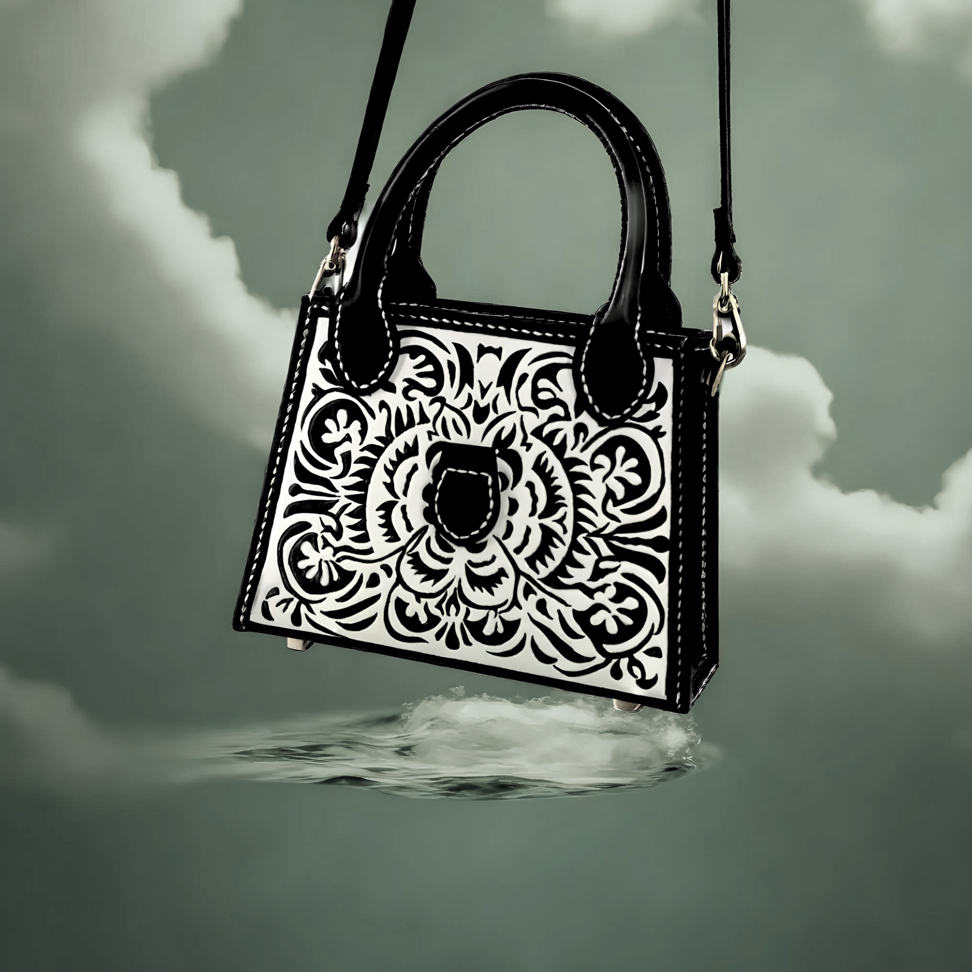 Henna floral leather crossbag created by Crafca, henna, Malay culture, Asian heritage, traditional crafts